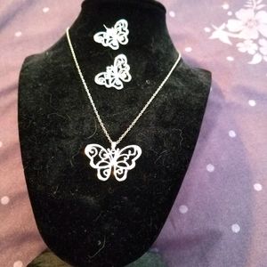 Sterling silver butterfly necklace/earrings